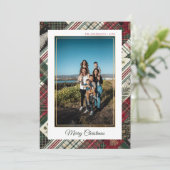 メリークリスマスモダンの格子模様カスタム写真 シーズンカード (スタンド正面)