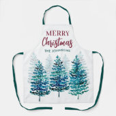 メリークリスマスモダンの森の木々の女性 エプロン (正面)