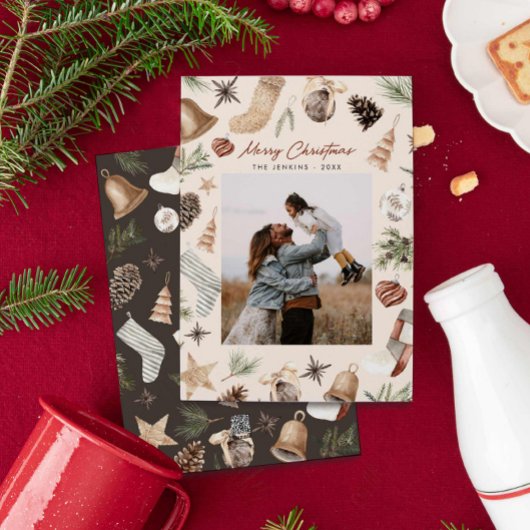 メリークリスマスモダンの水のカラー1枚の写真 シーズンカード