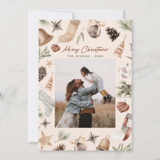 メリークリスマスモダンの水のカラー1枚の写真 シーズンカード (正面)