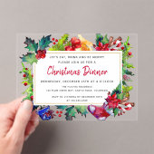 メリークリスマスモダンの水の色クリスマスディナー アクリル招待状 (インサイチュ (ポータブル))