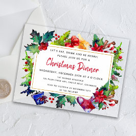 メリークリスマスモダンの水の色クリスマスディナー アクリル招待状