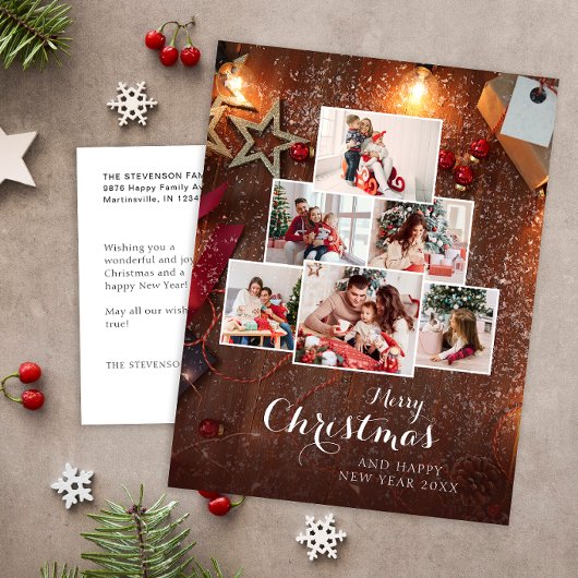 メリークリスマスモダンの素朴写真 シーズンポストカード