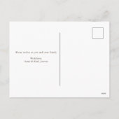 メリークリスマスモダンの雪の冬のグリーンフォト シーズンポストカード (裏面)