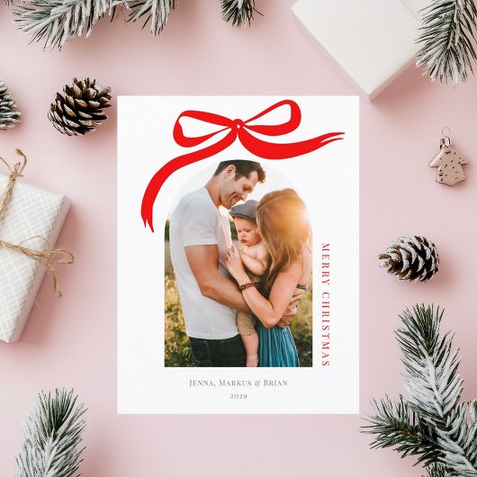 メリークリスマスモダンアーチホリデーデザイン シーズンポストカード