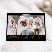 メリークリスマスモダンアーチ3枚の写真ブラックスクリプト 箔シーズンカード