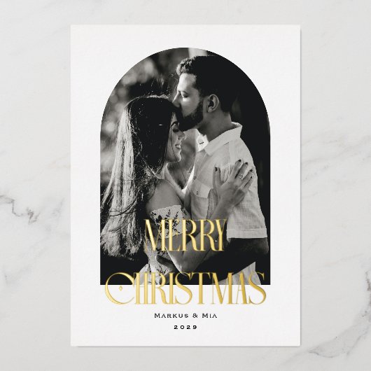 メリークリスマスモダンアーチ 箔シーズンカード (正面)