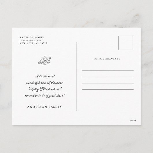 メリークリスマスモダンエレガントの木 シーズンポストカード (裏面)