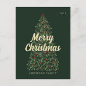 メリークリスマスモダンエレガントの木 シーズンポストカード (正面)