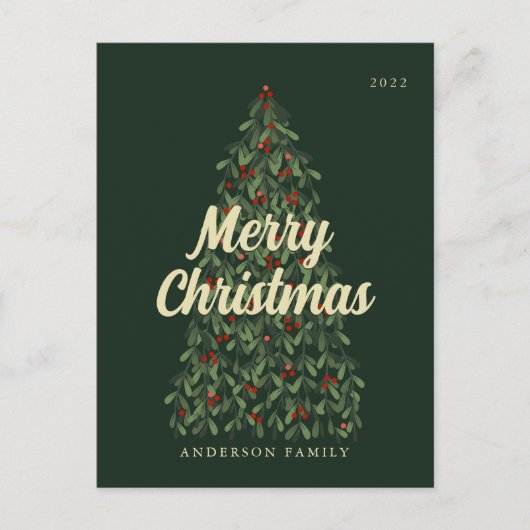 メリークリスマスモダンエレガントの木 シーズンポストカード (正面)