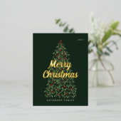 メリークリスマスモダンエレガントの木 箔シーズンポストカード (立ち正面)