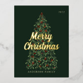 メリークリスマスモダンエレガントの木 箔シーズンポストカード (正面)
