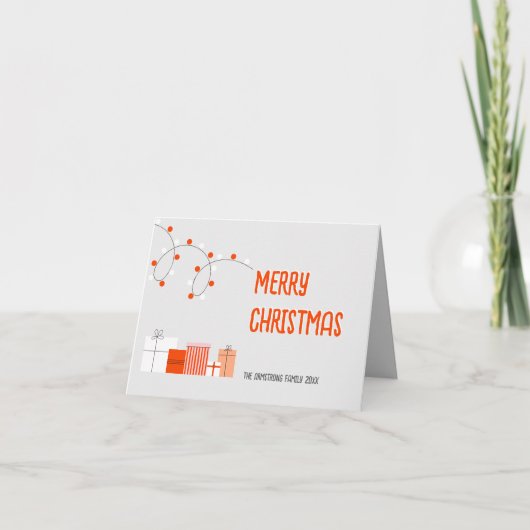 メリークリスマスモダンオレンジギフトイラストレーション シーズンカード (正面)