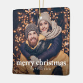 メリークリスマスモダンカップルの写真 セラミックオーナメント (左)