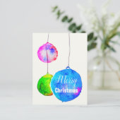 メリークリスマスモダンカラフルの水の色のボーブル シーズンポストカード (スタンド正面)