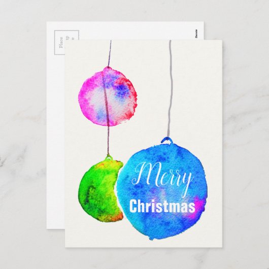 メリークリスマスモダンカラフルの水の色のボーブル シーズンポストカード (正面/裏面)