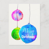 メリークリスマスモダンカラフルの水の色のボーブル シーズンポストカード (正面)