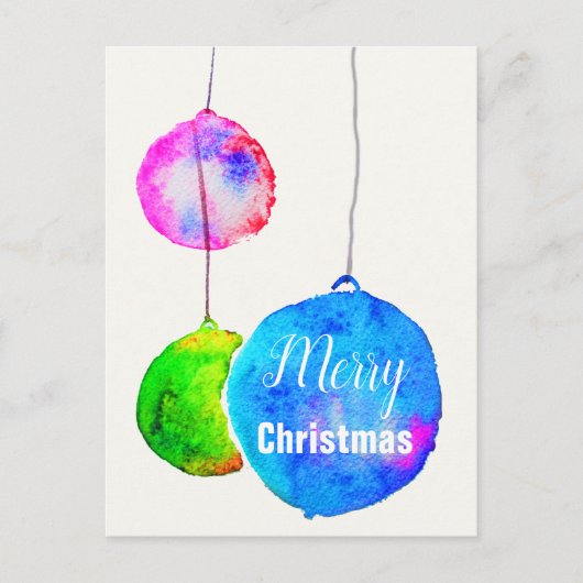 メリークリスマスモダンカラフルの水の色のボーブル シーズンポストカード (正面)
