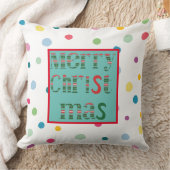 メリークリスマスモダンカラフルドットパターン白 クッション (ブランケット)