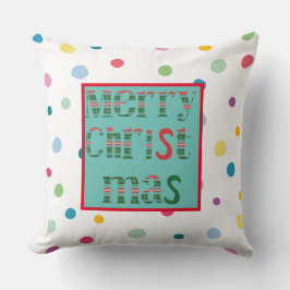 メリークリスマスモダンカラフルドットパターン白 クッション