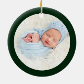 メリークリスマスモダングエレガントリーンファーストベビー セラミックオーナメント (裏面)