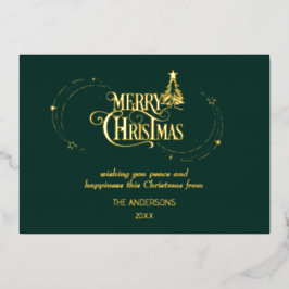 メリークリスマスモダングラフィックタイポグラフィNonPhoto 箔シーズンカード