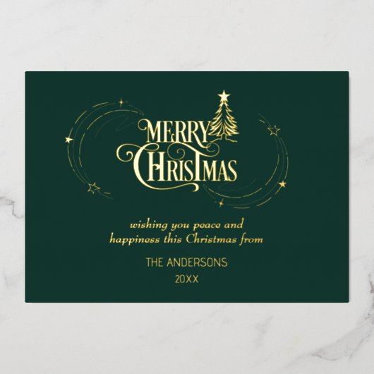 メリークリスマスモダングラフィックタイポグラフィNonPhoto 箔シーズンカード (正面)