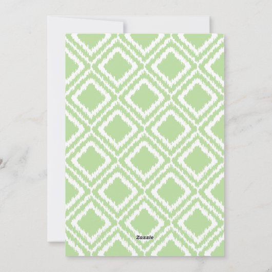 メリークリスマスモダングリーンと赤イカットの写真 シーズンカード (裏面)