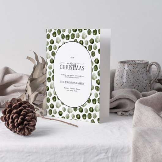 メリークリスマスモダングリーンドット写真 シーズンカード