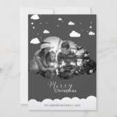メリークリスマスモダングレイ、クラウドフォトホリデイ 招待状 (正面)