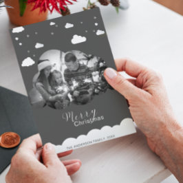 メリークリスマスモダングレイ、クラウドフォトホリデイ 招待状