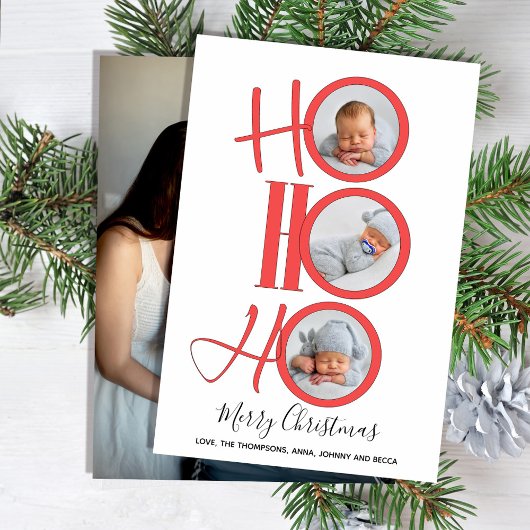 メリークリスマスモダンサンタかわいいタイポグラフィ写真 シーズンカード