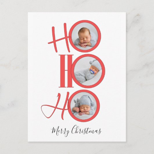 メリークリスマスモダンサンタかわいいタイポグラフィ写真 シーズンポストカード (正面)