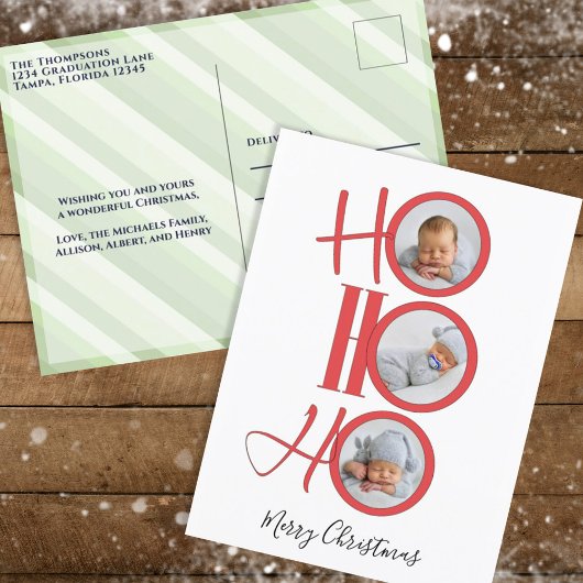 メリークリスマスモダンサンタかわいいタイポグラフィ シーズンポストカード