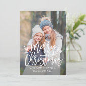 メリークリスマスモダンシルバースクリプト写真コラージュ シーズンカード (スタンド正面)