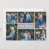 メリークリスマスモダンシルバーフォトコラージュ シーズンカード (正面)