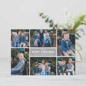 メリークリスマスモダンシルバーフォトコラージュ シーズンカード (スタンド正面)