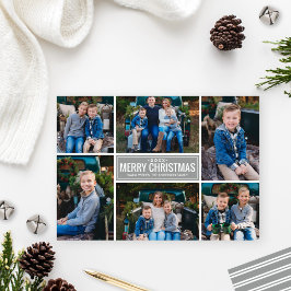 メリークリスマスモダンシルバーフォトコラージュ シーズンカード