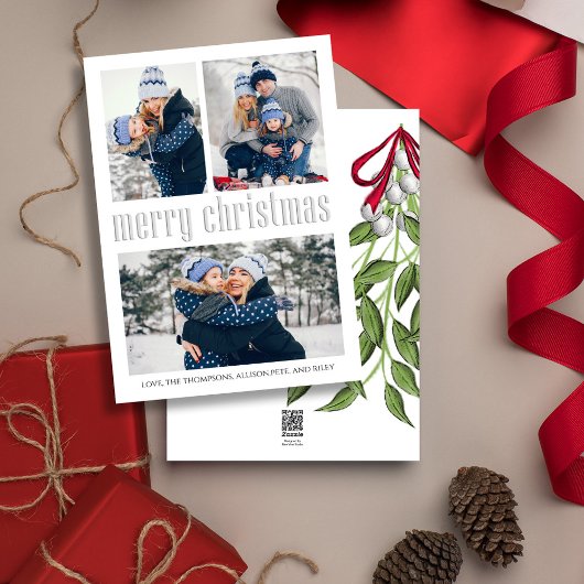 メリークリスマスモダンシンプルのミストレトー3枚の写真 シーズンカード