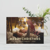 メリークリスマスモダンシンプルタイポグラフィ シーズンカード (スタンド正面)