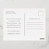 メリークリスマスモダンシンプルタイポグラフィ 箔シーズンポストカード (裏面)