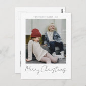 メリークリスマスモダンシンプルフォトホリデー ポストカード (正面/裏面)