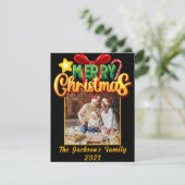 メリークリスマスモダンシンプルフォトHoliday Postca シーズンカード (スタンド正面)