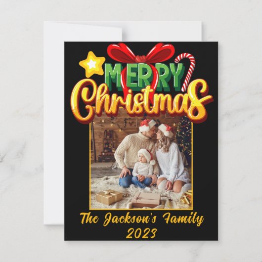 メリークリスマスモダンシンプルフォトHoliday Postca シーズンカード (正面)