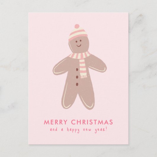 メリークリスマスモダンジンジャーブレッドマン シーズンポストカード (正面)