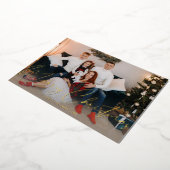 メリークリスマスモダンスクリプトフォトカード 箔招待状 (回転した状態)