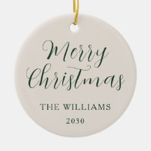 メリークリスマスモダンスクリプトベージュグリーン