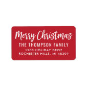 メリークリスマスモダンスクリプトレッド差出人住所 ラベル (正面)