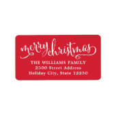 メリークリスマスモダンスクリプトレッド差出人住所 ラベル (正面)