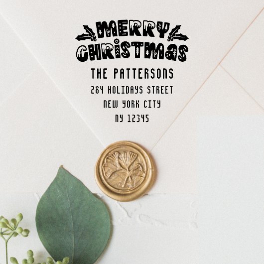 メリークリスマスモダンスクリプト名差出人住所 セルフインキングスタンプ